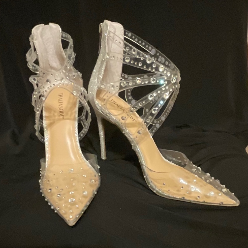 Thalia Sodi  Mariposa  Size 9  Silver  & Rhinestone  Heels